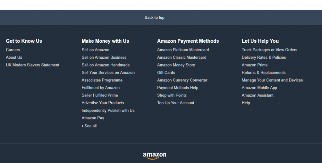 Amazon Footer