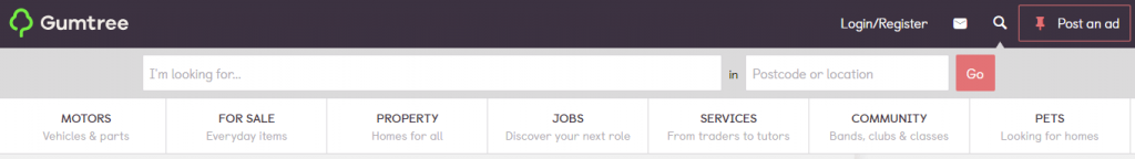 Gumtree - Screenshot - Ecommerce Websites