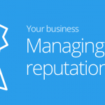 Blue banner with the words Managing your reputation