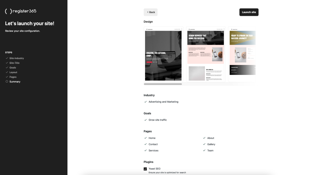 Step 5 - An image of the process of where you launch your website