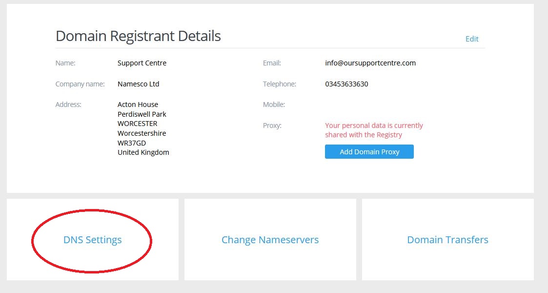 Changing your domain's DNS settings - Support Centre - Register365