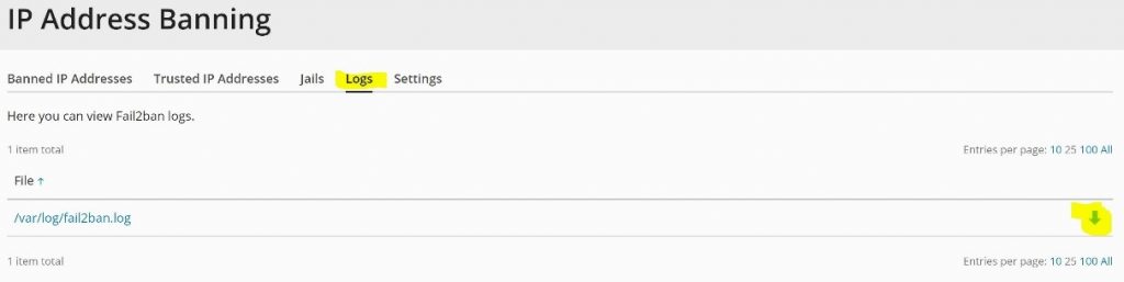 Fail2Ban log information