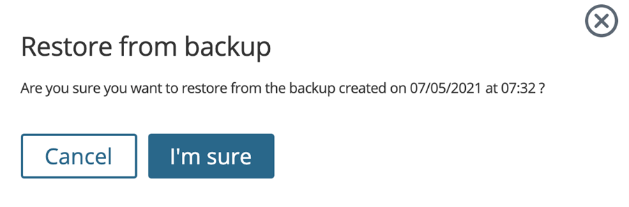 Restore from backup prompt