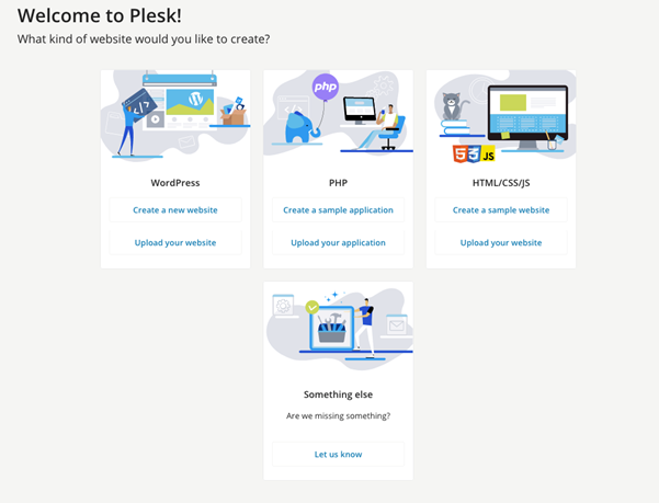 Plesk Welcome Page