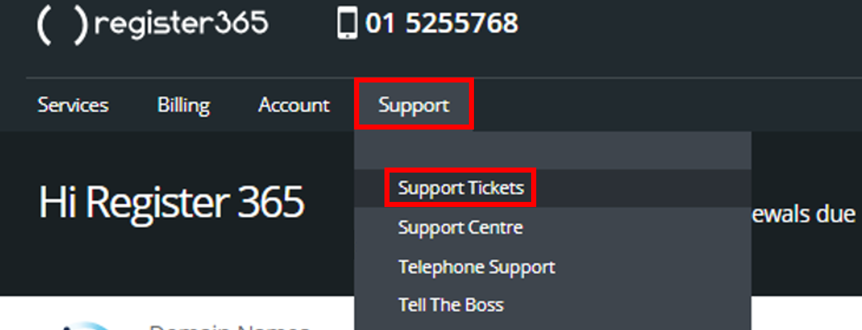How to open a Support Enquiry - Support Centre - Register365