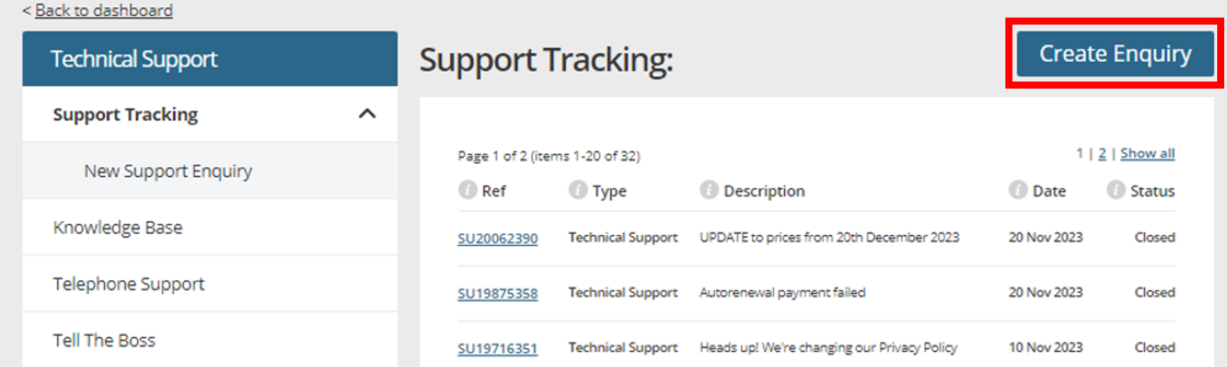 How to open a Support Enquiry - Support Centre - Register365