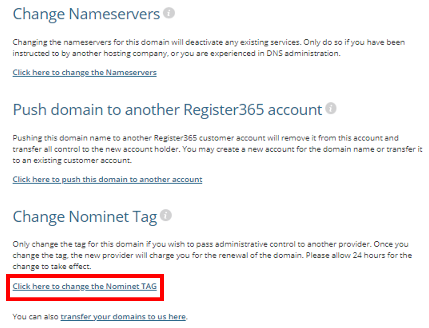 How to transfer a Domain Name away from us - Support Centre - Register365