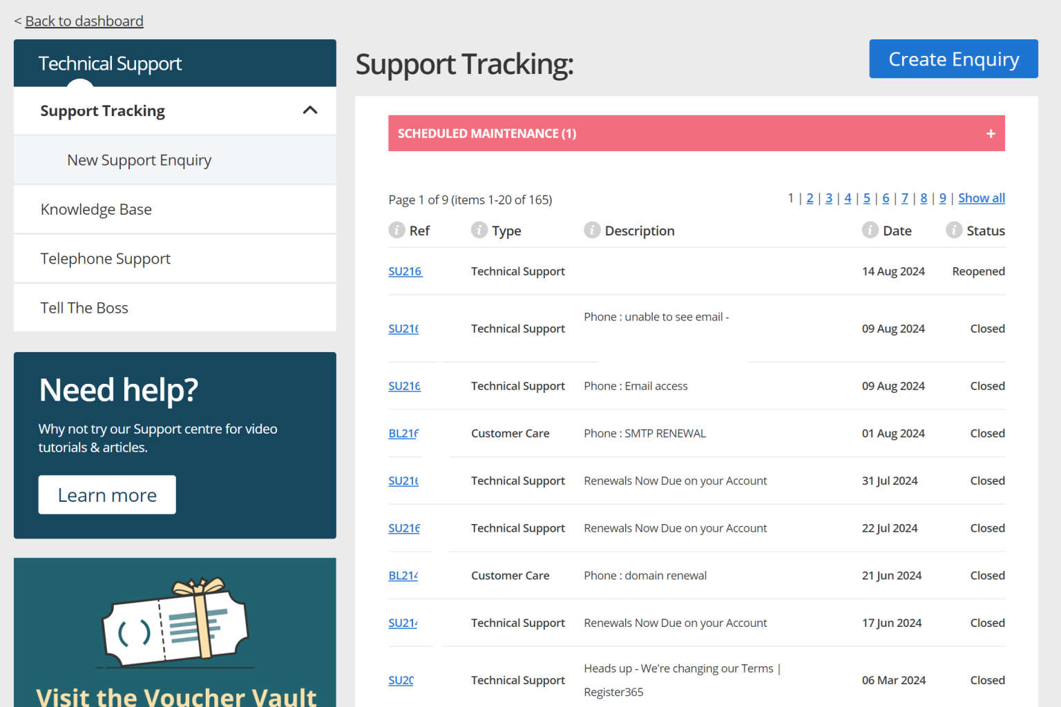 Responding to a support enquiry - Support Centre - Register365